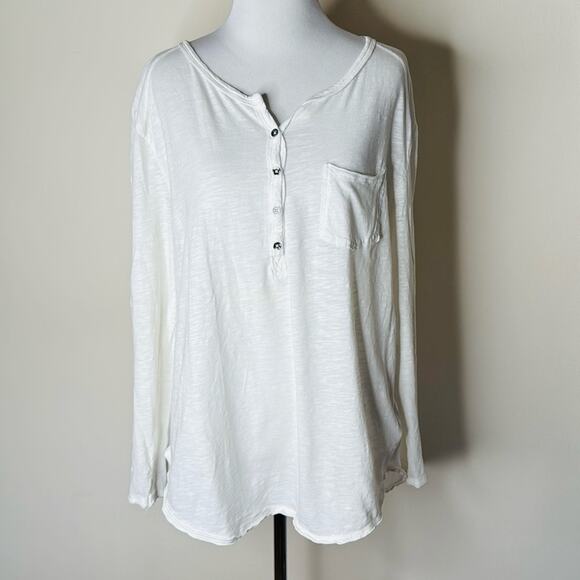 Free People We the Free White Burnout Henley - Picture 2 of 6